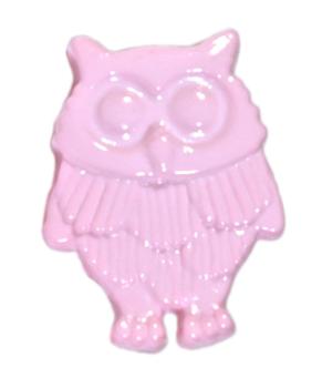 Kids button as owls made of plastic in pink 17 mm 0,67 inch